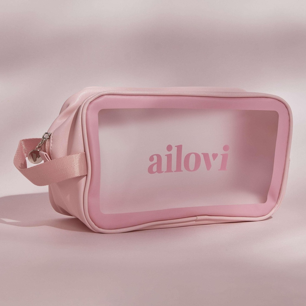 Cosmetiquera Ailovi bolsa cuadrada color salmón